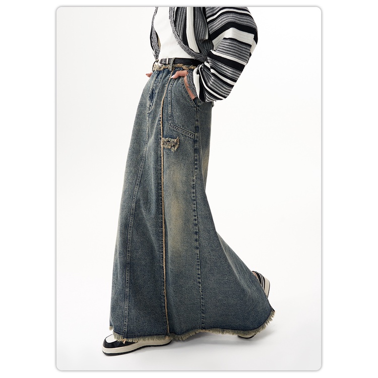 Chân Váy Denim Chữ a Lưng Cao Thời Trang Thu Đông 2022 Phong Cách Retro