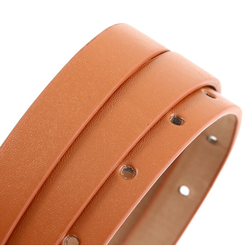 Thắt Lưng Da PU Mỏng Màu Trơn Điều Chỉnh Được Thiết Kế Đơn Giản Cho Nữ