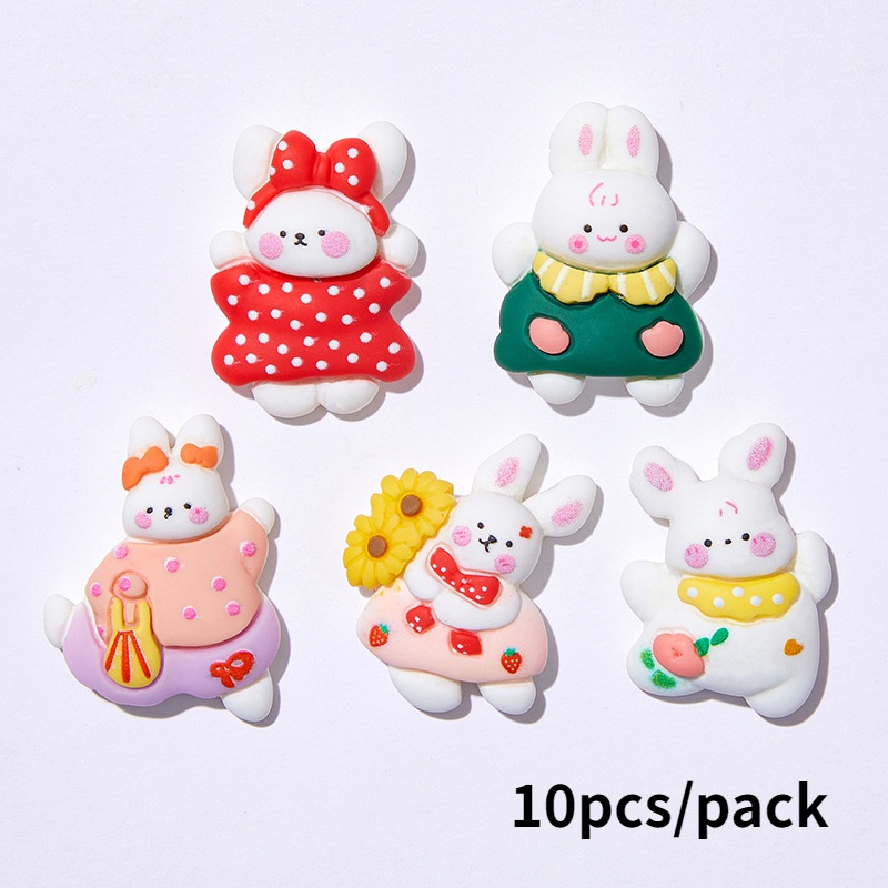 Set 10 Gói Keo Dán Trang Trí Ốp Điện Thoại Hình Thỏ Hoạt Hình Dễ Thương Diy