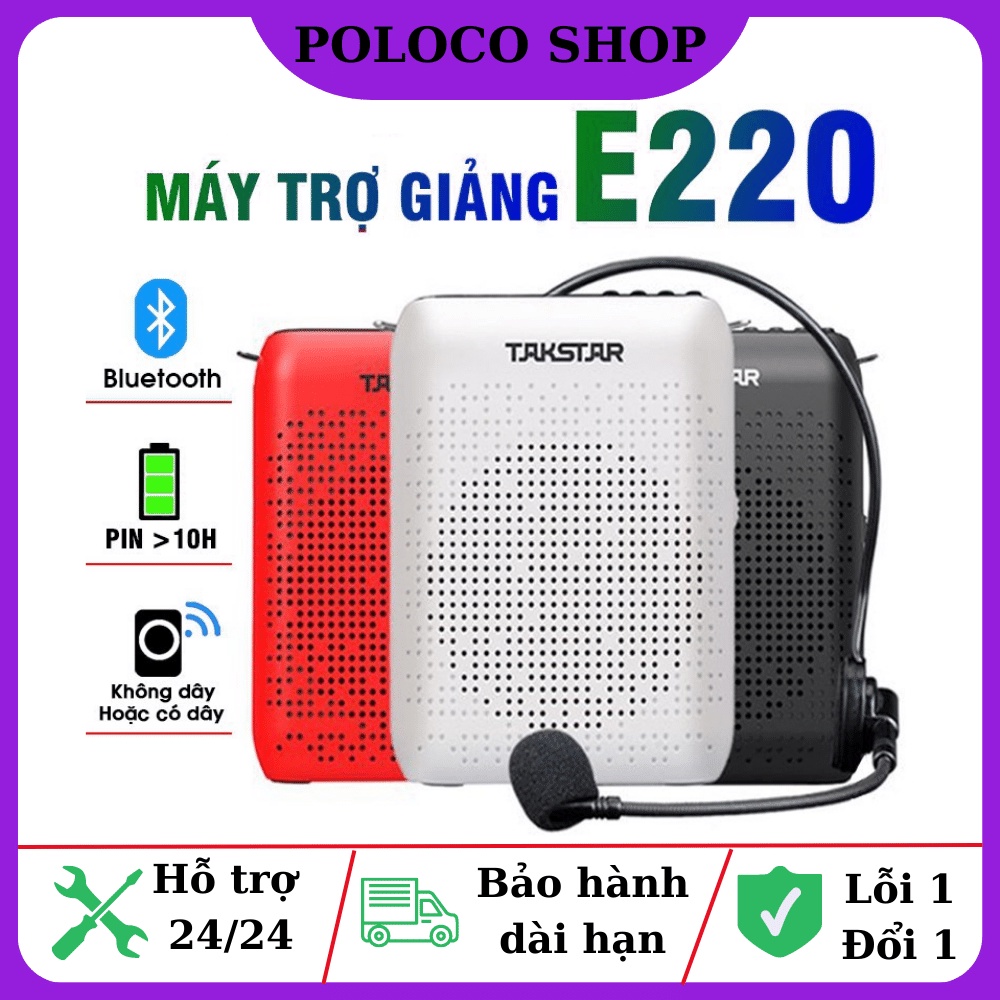 Máy trợ giảng E220 Có 2 Mic Ko Dây Và Có Dây, Loa Trợ Giảng Bluetooth, Ghi Âm Dành Cho Giáo Viên, Bán Hàng