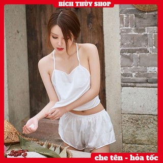 Đồ ngủ lụa cao cấp hai dây chéo lưng gợi cảm BT03D