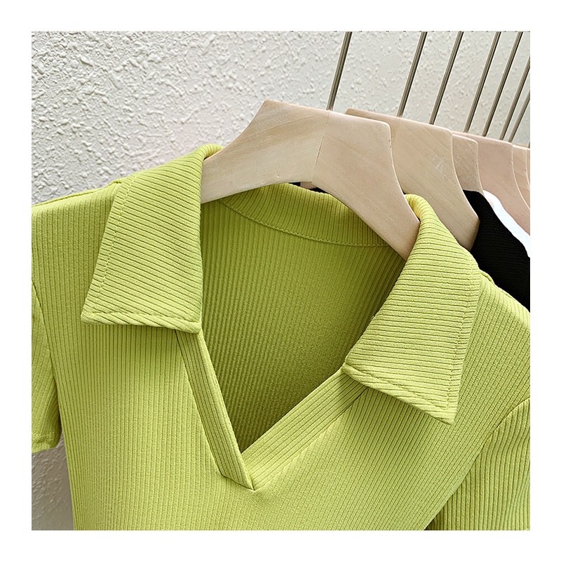 Áo Croptop Tay Ngắn Cổ Chữ V Màu Trơn Phong Cách Hàn Quốc Thời Trang Mùa Hè 2023 Cho Nữ