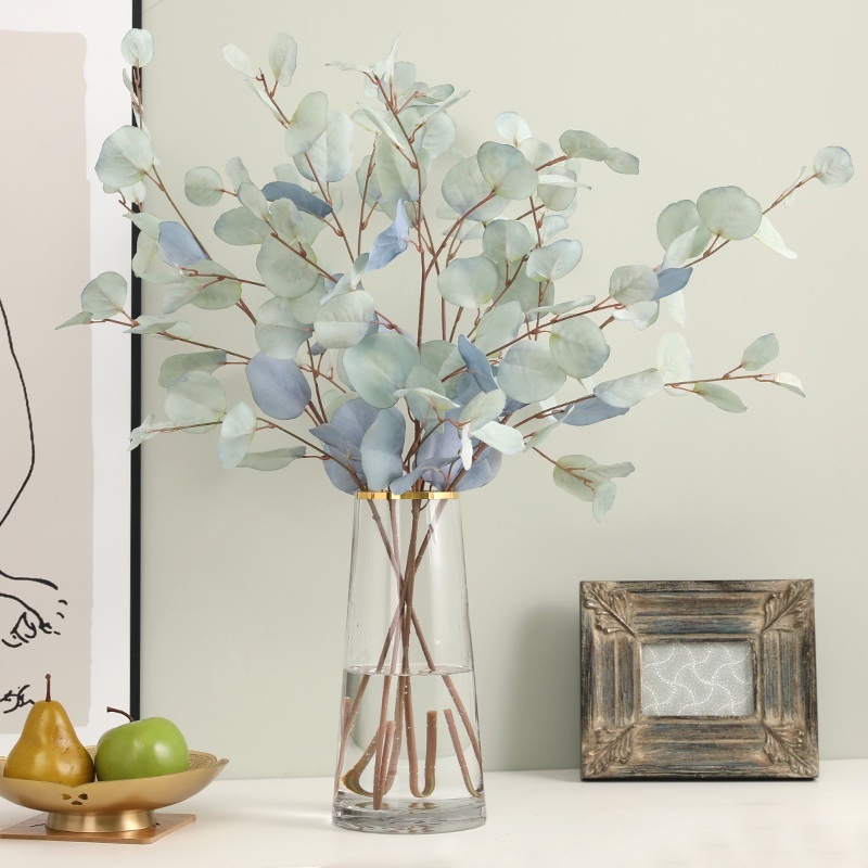 Lá bạch đàn giả nhập khẩu cao cấp cành dài 58cm dùng Decor trang trí nhà cửa, quán cafe.HL013