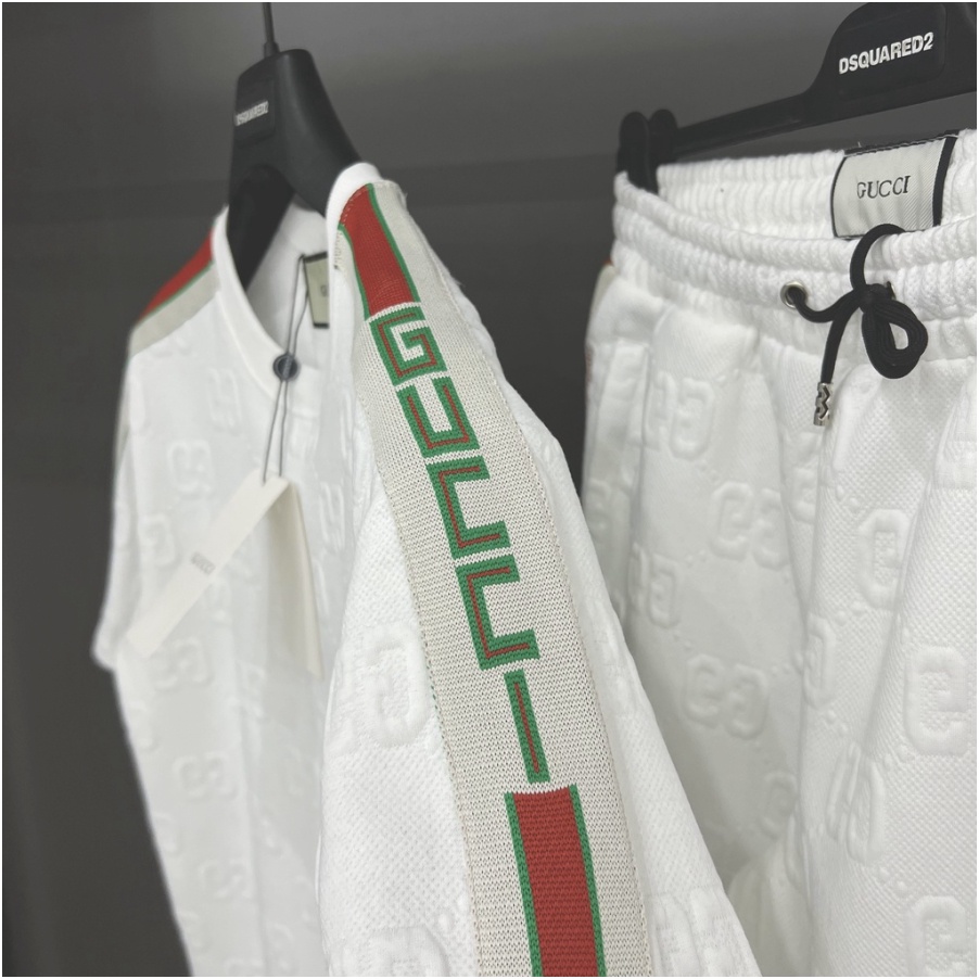🔥Hot🔥Bộ Gucci vân nổi áo phối vai thiết kế hot trend Nam nữ New 2023
