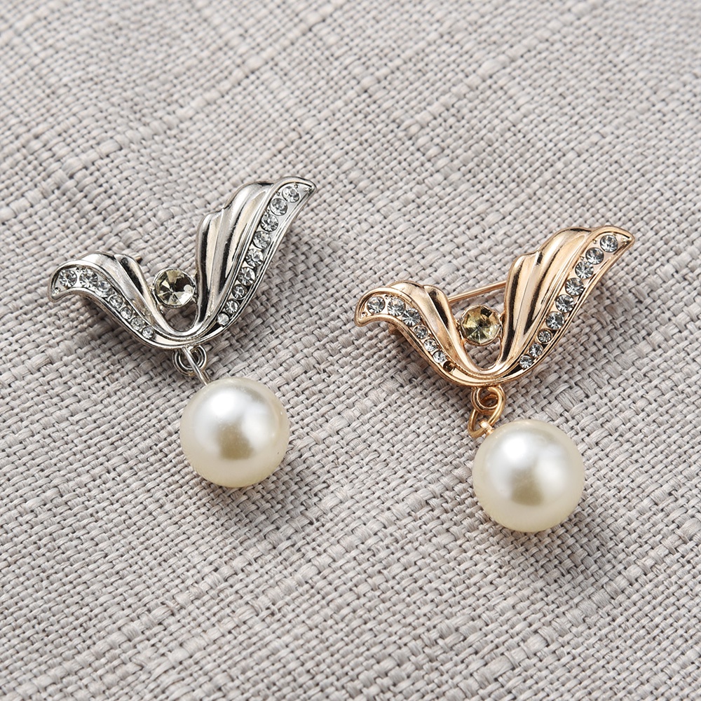 Ghim Cài Áo Hình Đôi Cánh Thiên Thần Đính Ngọc Trai Nhân Tạo Thời Trang