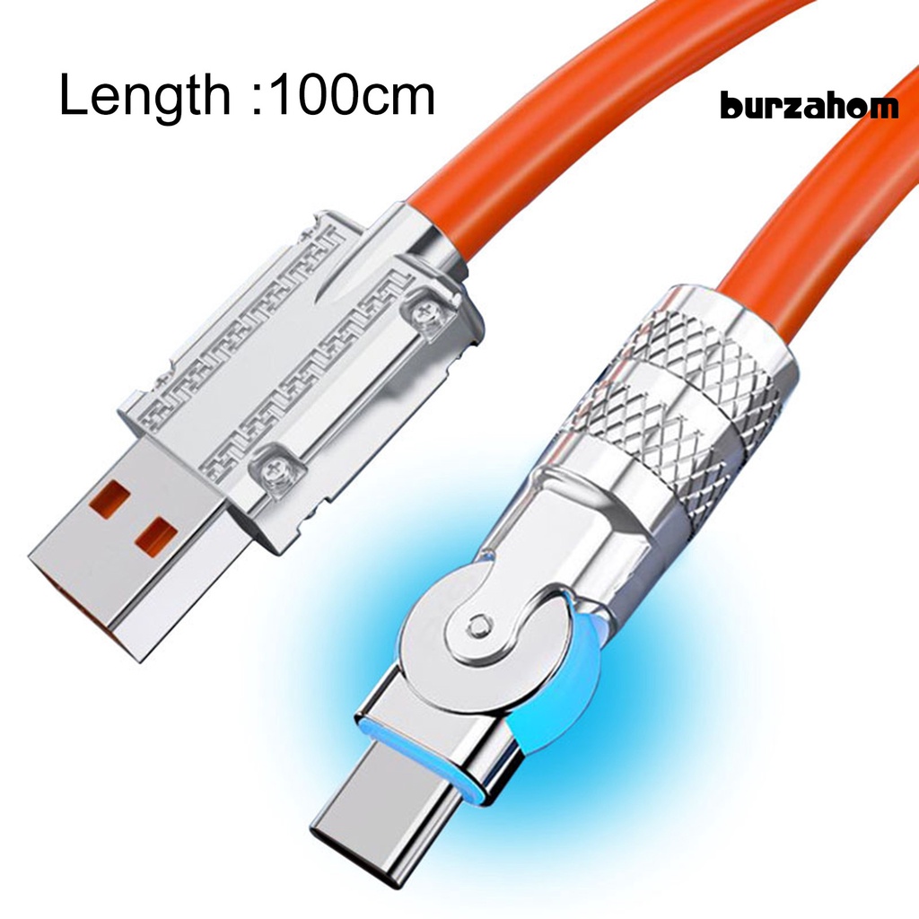 Cáp Sạc Nhanh 1m Công Suất Cao Xoay 180 Độ Có Đèn 120W 6A Type-C Cho Điện Thoại