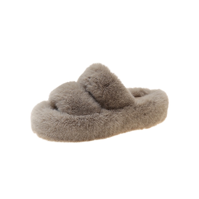 Dép Lông Xù Quai Ngang Đế Dày Thời Trang Thu Đông Hàn Quốc mt01