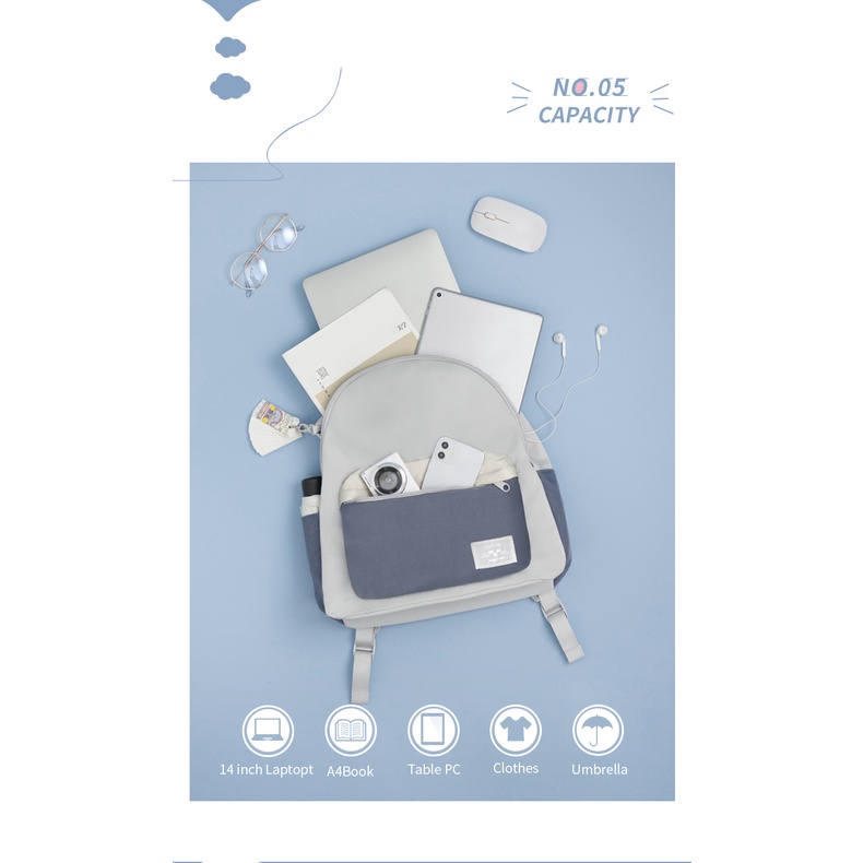 Mr. ace Homme Tro blue series Ba Lô Đi Học Đựng Máy Tính Đơn Giản Mùa Hè Đi Chơi Giải Trí Cho Nam Và Nữ