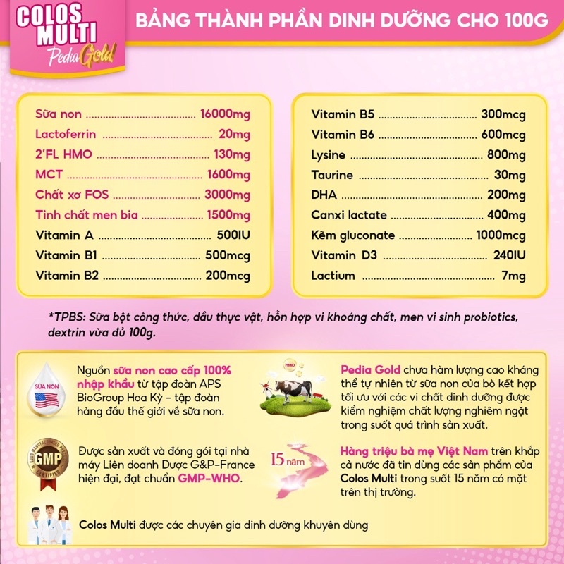 [CHÍNH HÃNG-Date 2026] Sữa non Colosmulti Pedia Gold chuyên biệt cho trẻ biếng ăn hộp 28 gói x 16g