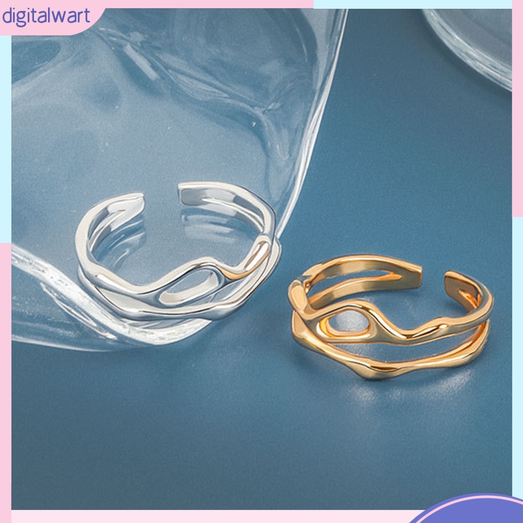 Nhẫn Hở Hai Đường Kẻ Hình Học Sáng Bóng Có Thể Điều Chỉnh Thời Trang Dự Tiệc Cho Nữ