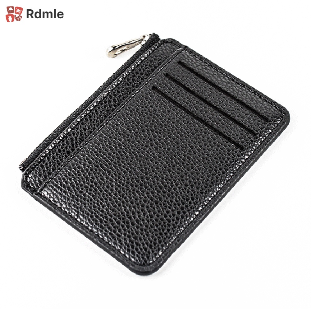 Ví Da PU Mini Màu Trơn Có Khóa Kéo Thời Trang Cho Nam