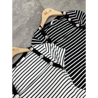 đầm  body  sọc phối  viền  núc  lyie