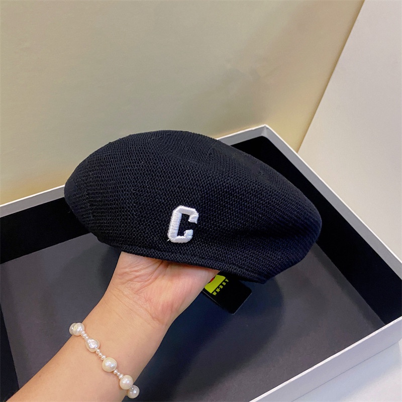 Nón beret Phối Lưới In Chữ C Thời Trang Nhật Bản Xinh Xắn Cho Nữ