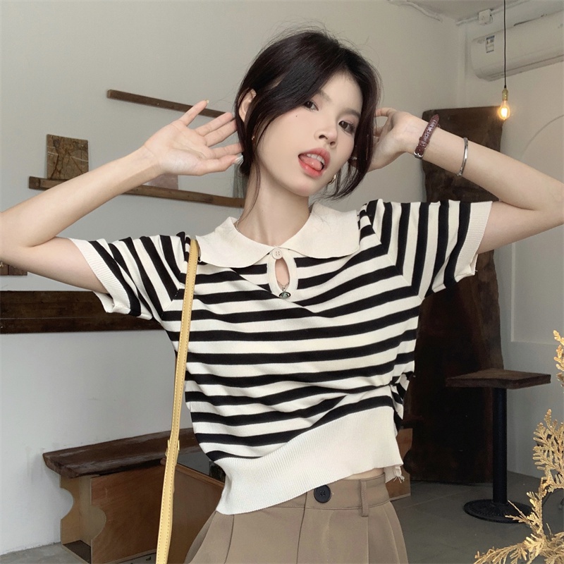 IELGYÁo Thun polo Mỏng Tay Ngắn Dáng Rộng Thời Trang Cho Nữ