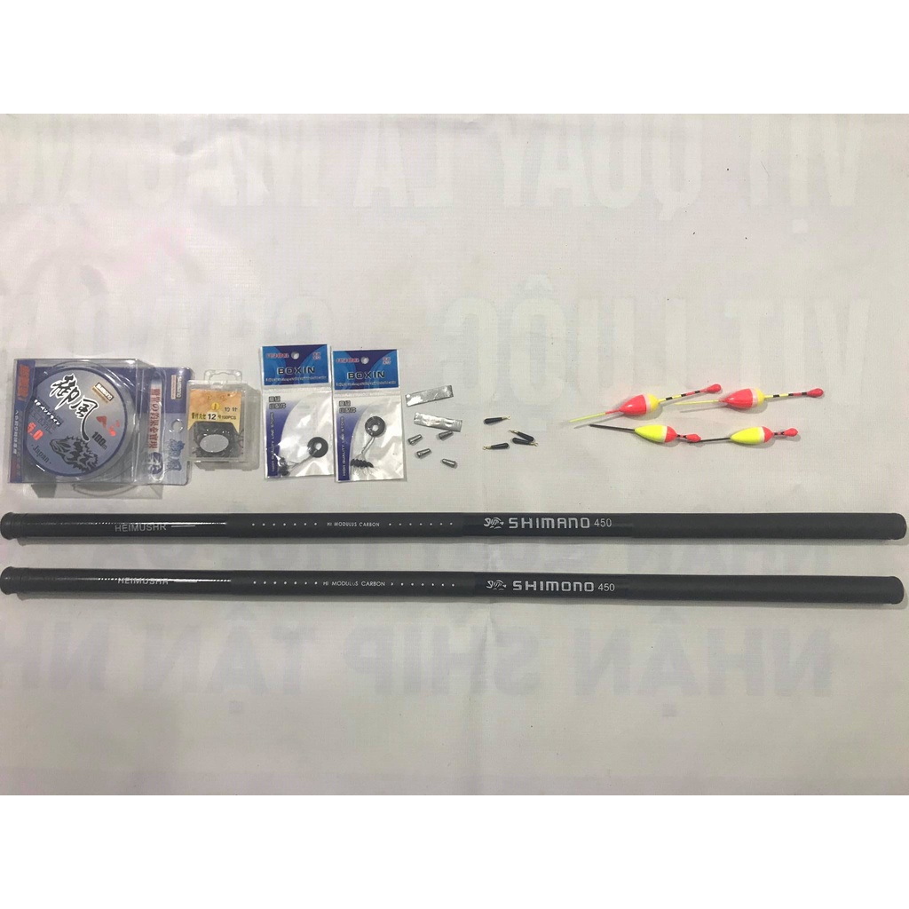 Combo 2 cần câu tay dạng rút giá rẻ 450 (3m9) kèm đầy đủ phụ kiện