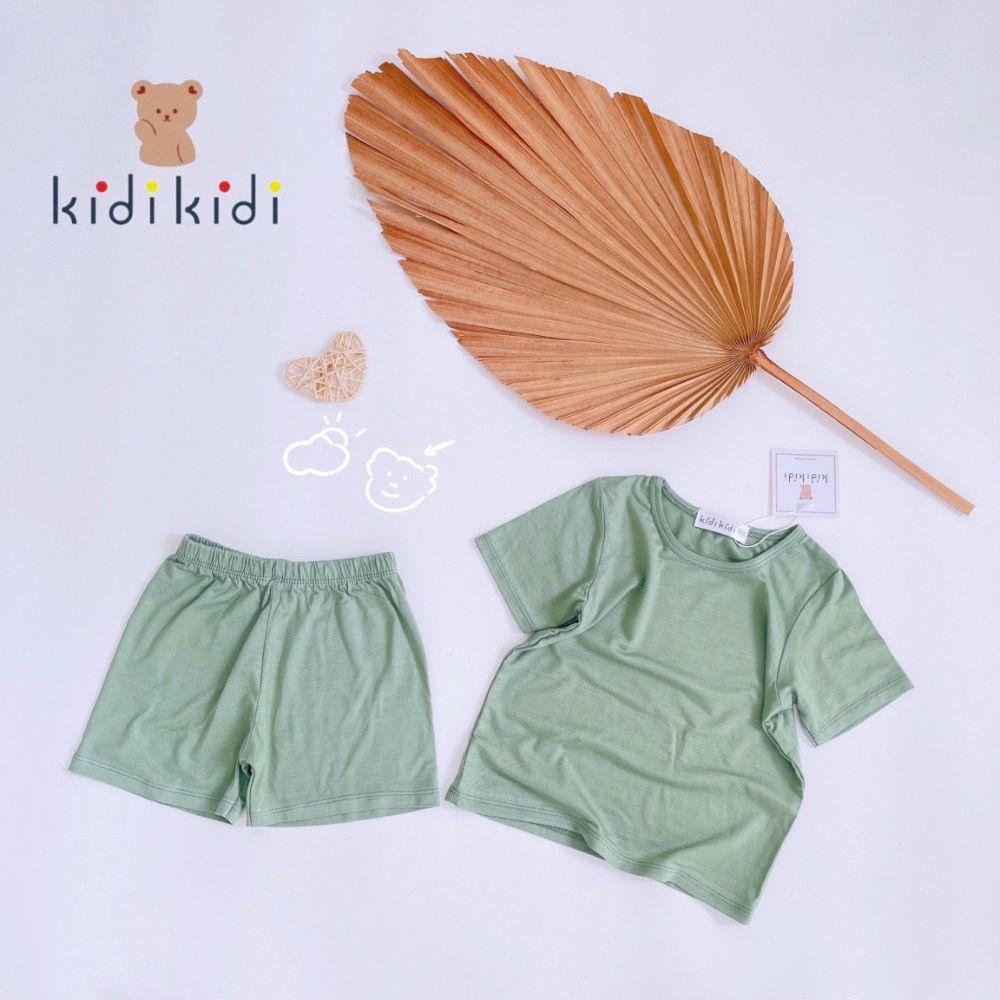Bộ thun lạnh màu trơn kidi cho bé trai bé gái chất mềm mịn cho bé từ 10kg tới 30kg Shushibaby