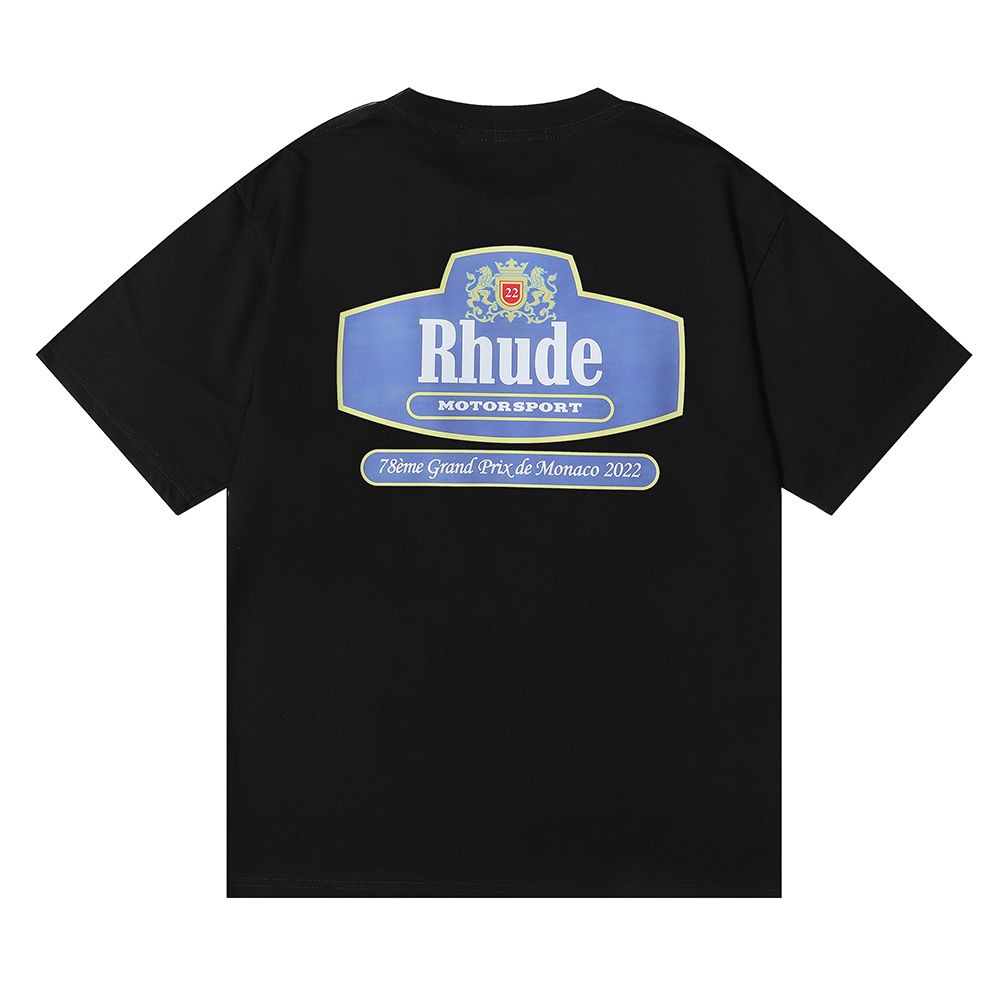 Áo Thun cotton Ngắn Tay In Hình RHUDE Motorsport Thời Trang Unisex Cá Tính