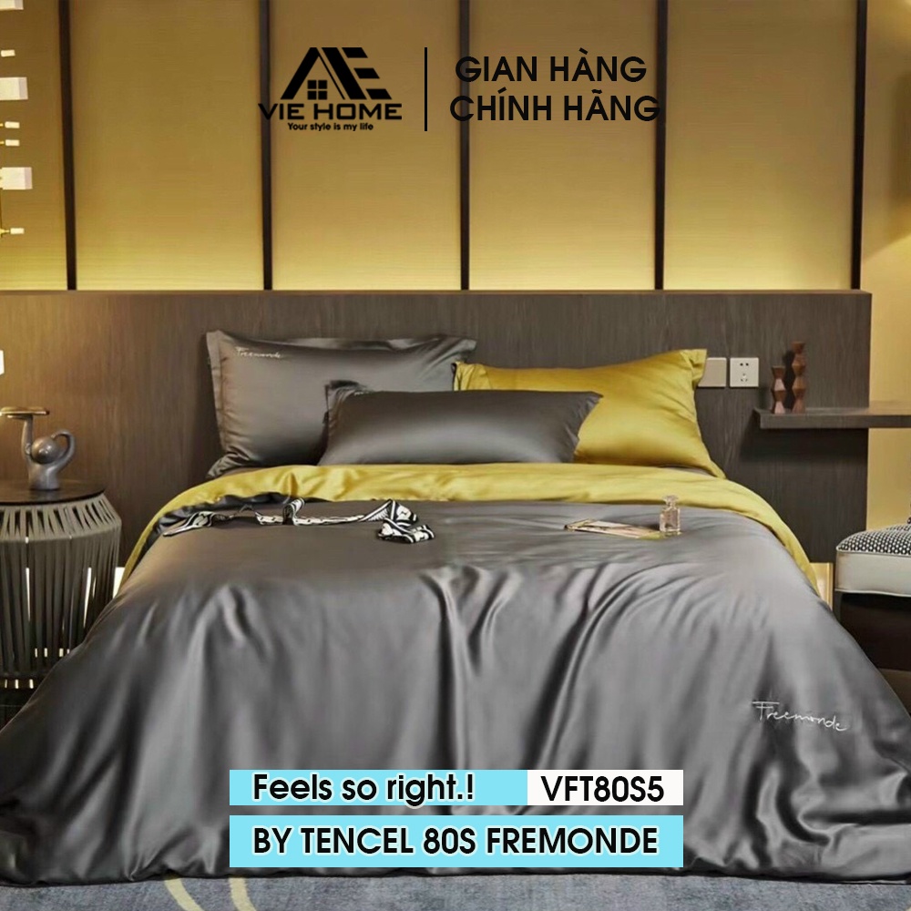 Bộ chăn ga gối Lụa Tencel 80S Freemonde  VIE HOME - Bedding cao cấp full hộp nhập khẩu sang trọng đẳng cấp M6/M8