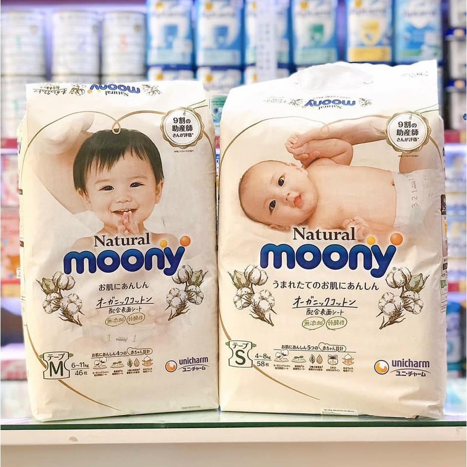 Bỉm Moony Natural trắng nội địa cao cấp đủ size cho bé