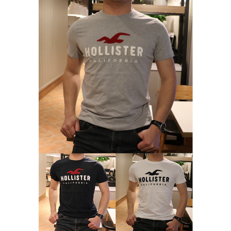 Áo Thun Cotton Tay Ngắn In Chữ Hollister Cá Tính Cho Nam