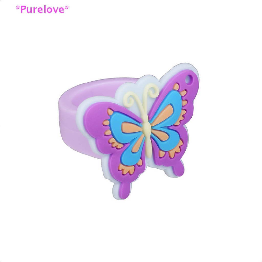 Purelove &gt; Nhẫn Silicon PVC Hình Bướm Hoạt Hình Handmade Thân Thiện Với Môi Trường Cho Bé Trai Bé Gái Mới