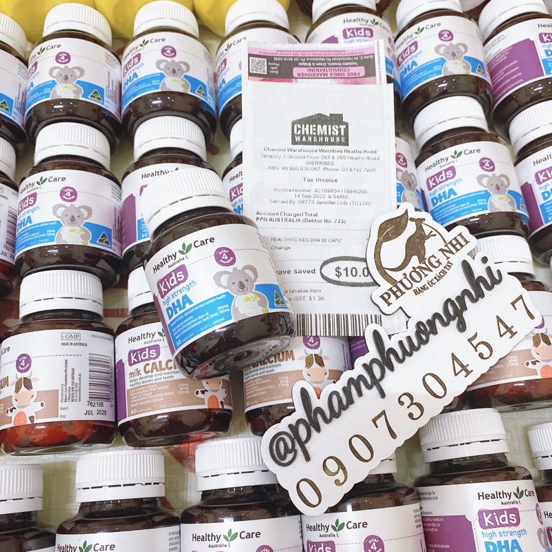 BILL MUA TẠI ÚC - VIÊN UỐNG BỔ SUNG CANXI VÀ DHA HEALTHY CARE 60 VIÊN