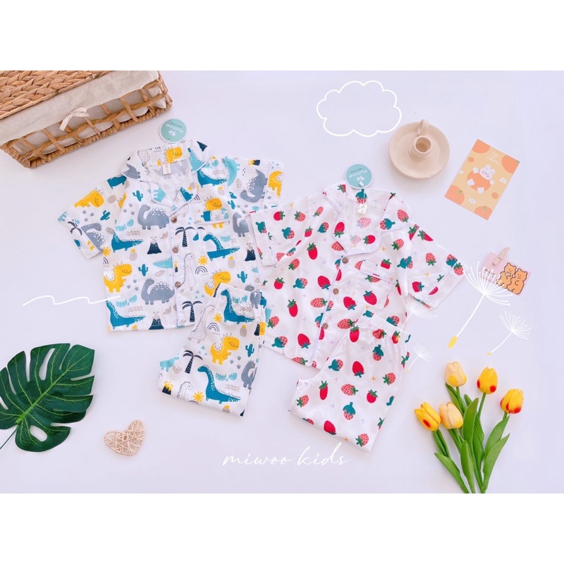 Bộ Pizama miwoo kids cho bé trai bé gái 9-25kg