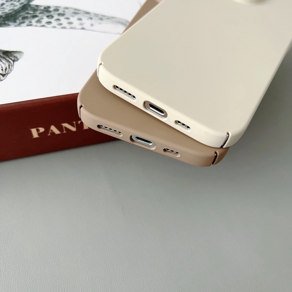 Ốp Điện Thoại PC Cứng Viền TPU Dẻo Màu Trơn Thời Trang Chống Sốc / Rơi Cho iPhone 14 13 12 11 Pro Max