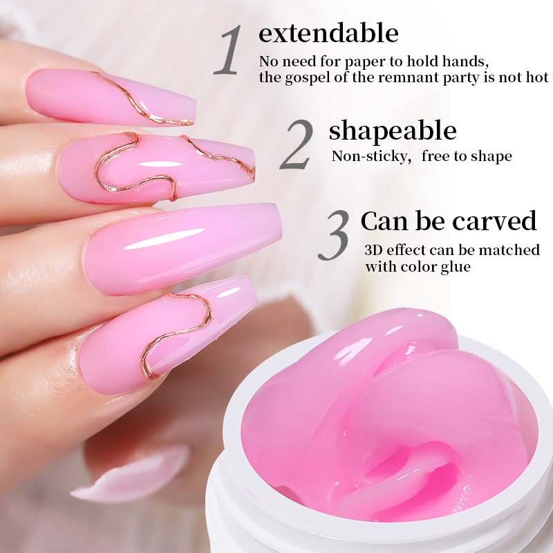 Bộ 3 Lọ Gel Nối Dài Móng Tay Màu Nude Trong Suốt DIY 8ML Không Dính
