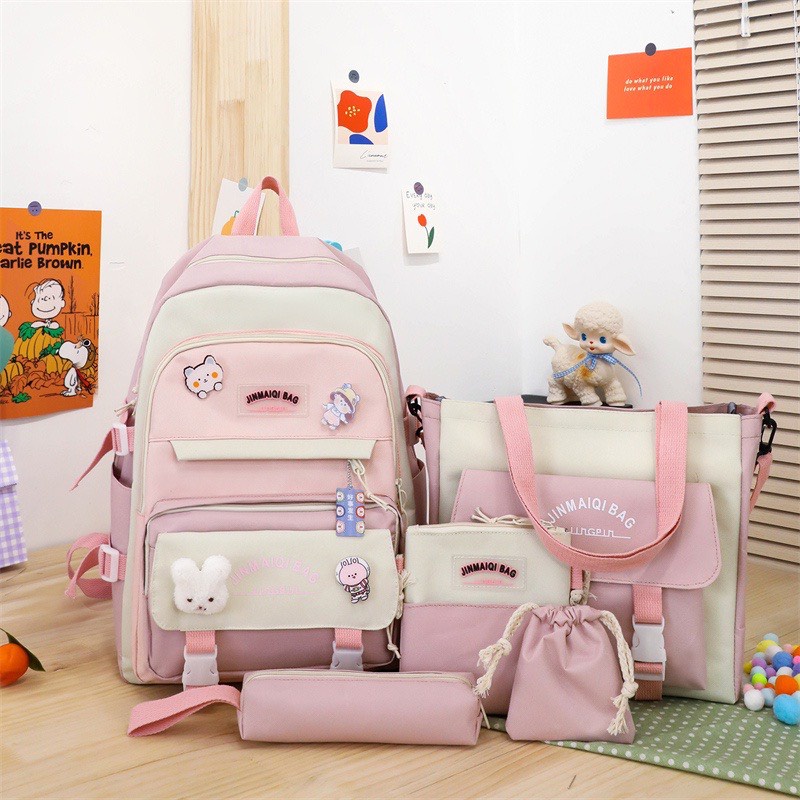 Combo Balo 4 Món Đi Học, Balo Thời Trang - SET BALO 4 MÓN JINGMA