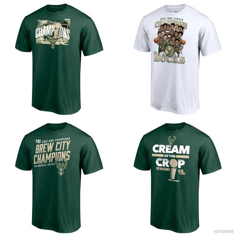 Áo Thun Tay Ngắn Cổ Tròn NP2 2021 NBA Champion Milwaukee Bucks Cho Nam Và Nữ PN2