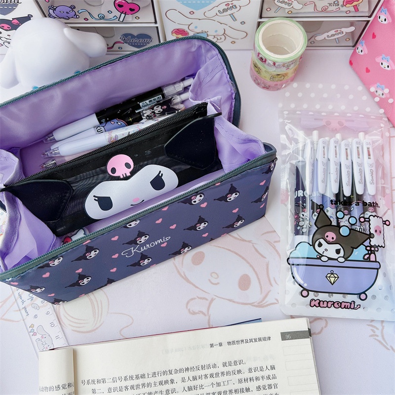 Túi Đựng Bút Chì / Mỹ Phẩm Sức Chứa Lớn In Hình Kuromi My Melody Cinnamoroll Sanrioed Đáng Yêu