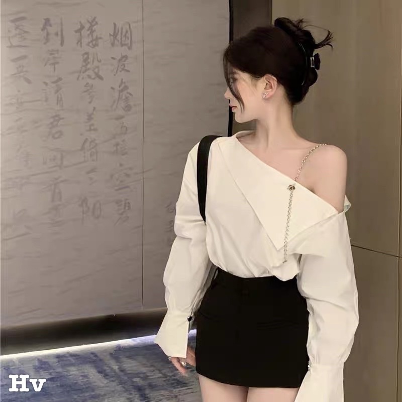 Áo sơ mi lệch vai chace