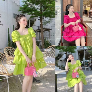 Đầm váy nữ babydoll xếp ly tầng siêu xinh với 2 tone màu tôn da, tôn dáng dành cho các nàng yêu đi chơi siêu cute