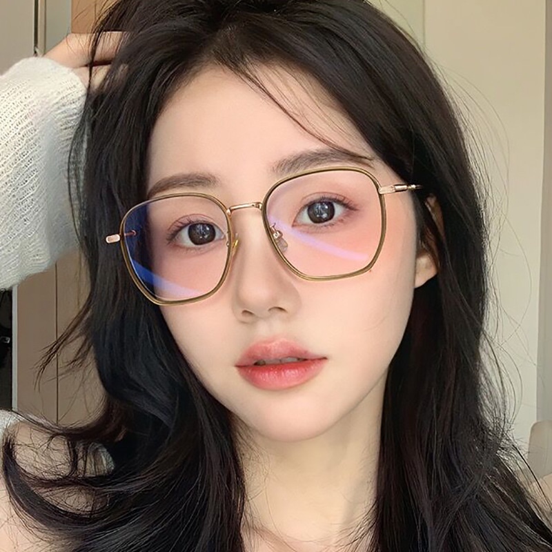 Mắt Kính Gọng Tròn Chống Bức Xạ Bằng Kim Loại Phong Cách Hàn Quốc Cổ Điển Dành Cho Nam Nữ