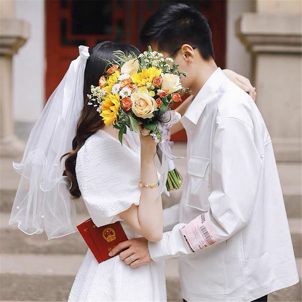 Thời Trang Cài Tóc Hình Nơ Đính Ngọc Trai Thiết Kế Hai Lớp Thanh Lịch Cho Cô Dâu