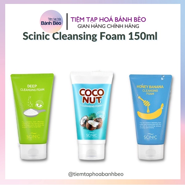 Sữa rửa mặt Scinic Cleansing Foam 150ml Deep Cleansing / Coconut Cleansing / Honey Banana Cleansing