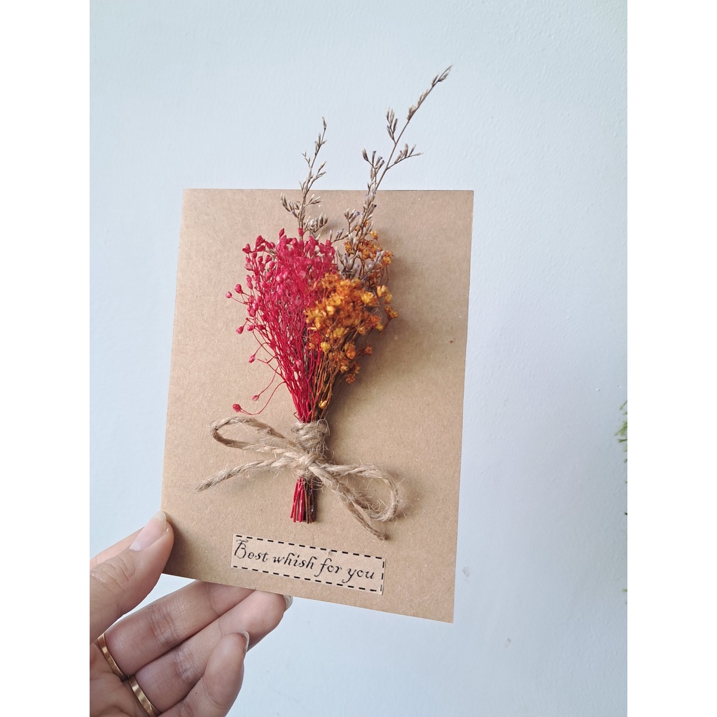 Thiệp hoa khô mini, bỏ vào hộp quà tặng valetine, sinh nhật.
