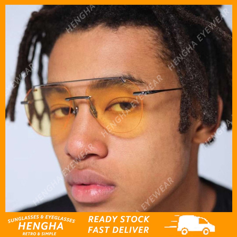 Kính Mát Gọng Kim Loại Không Viền Màu Gradient Thời Trang Phương Tây Cho Nam Nữ