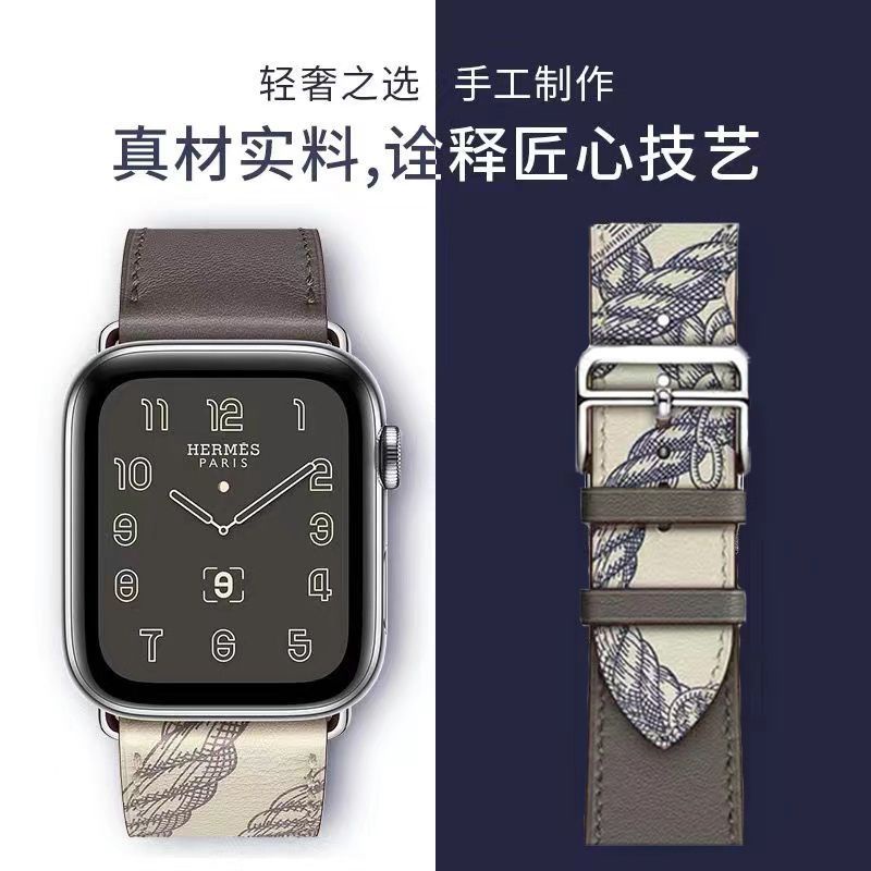 Dây Đeo Bằng Da Thật 45mm Cho Apple iwatch7 / SE / 6 / 5 Hermes Huaqiangbei watch s7 s8