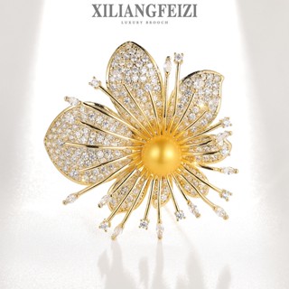  Trâm Cài Áo Hoa Hạt Vỏ Vàng Đính Đá Zircon Cao Cấp Ghim Phụ Kiện Quần Áo Thời Trang Quà Tặng Phụ Nữ 