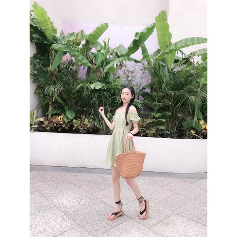 Dép sandal xỏ ngón đế cao dây buộc Ulzzang