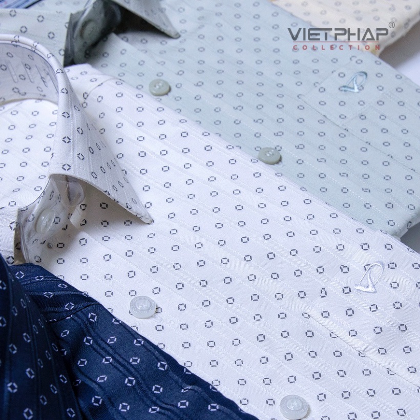 Áo Sơ Mi Lụa ngắn tay nam VIỆT PHÁP / Form Luxury - Chất liệu Cotton Cao Cấp thoáng mát, thấm hút mồ hôi tốt 9501
