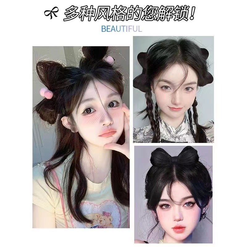 Tóc giả thắt bím MISS FANCY kẹp nơ phong cách boxing y2k dễ thương cho nữ 50cm