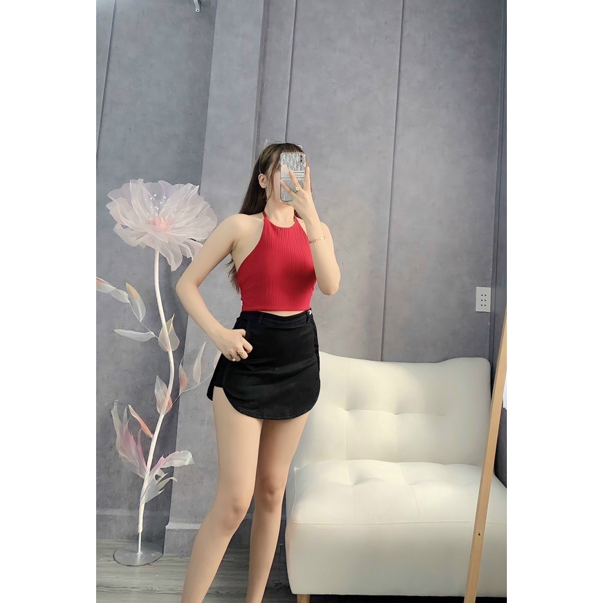 Áo yếm xốp 3 dây lưng có mút ngực kiểu dáng croptop cực hot , chất xốp dày dặn
