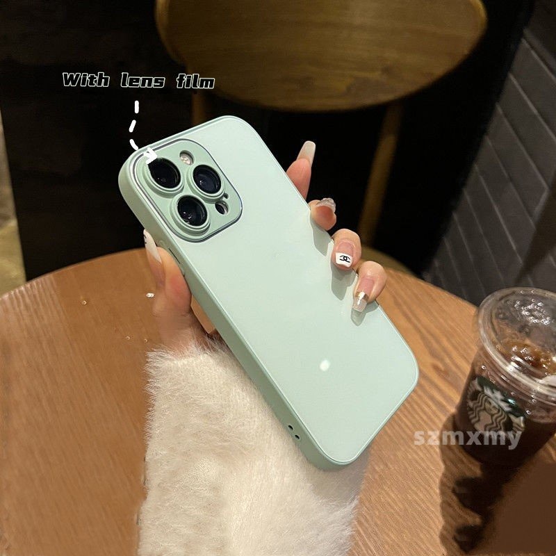 Ốp Điện Thoại Kính Cường Lực Viền Silicon Vuông Chống Sốc Cao Cấp Cho IPhone 14 12 13 Pro Max 14Plus