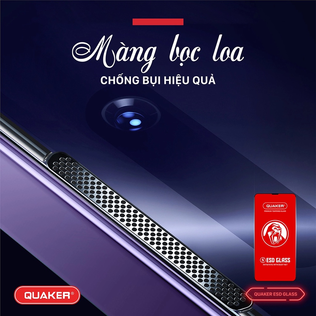 Kính cường lực iphone full màn Quaker ASD 7 8 PLUS X XS XSM 11 12 13 14 PROMAX