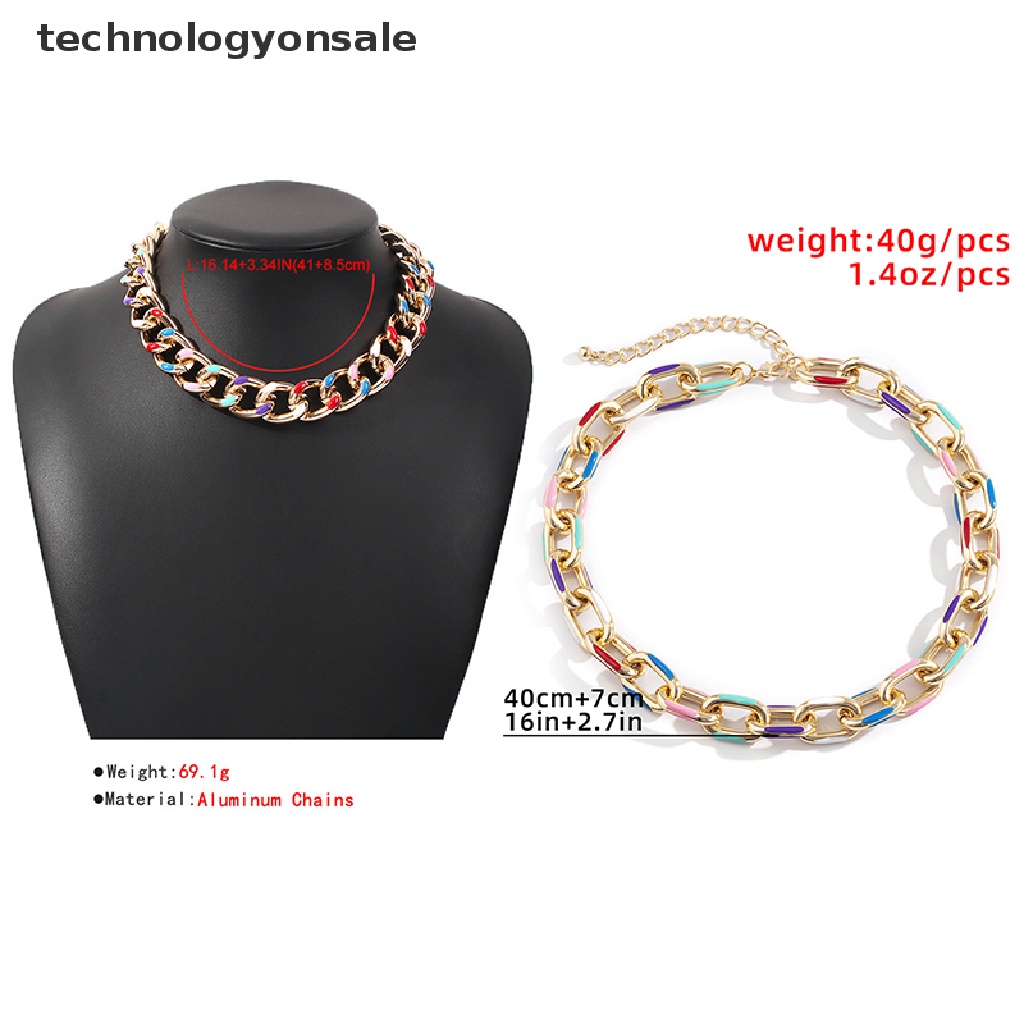 Vòng Cổ Choker Dây Xích Nhôm Sơn Màu Sắc Cho Nữ Giới