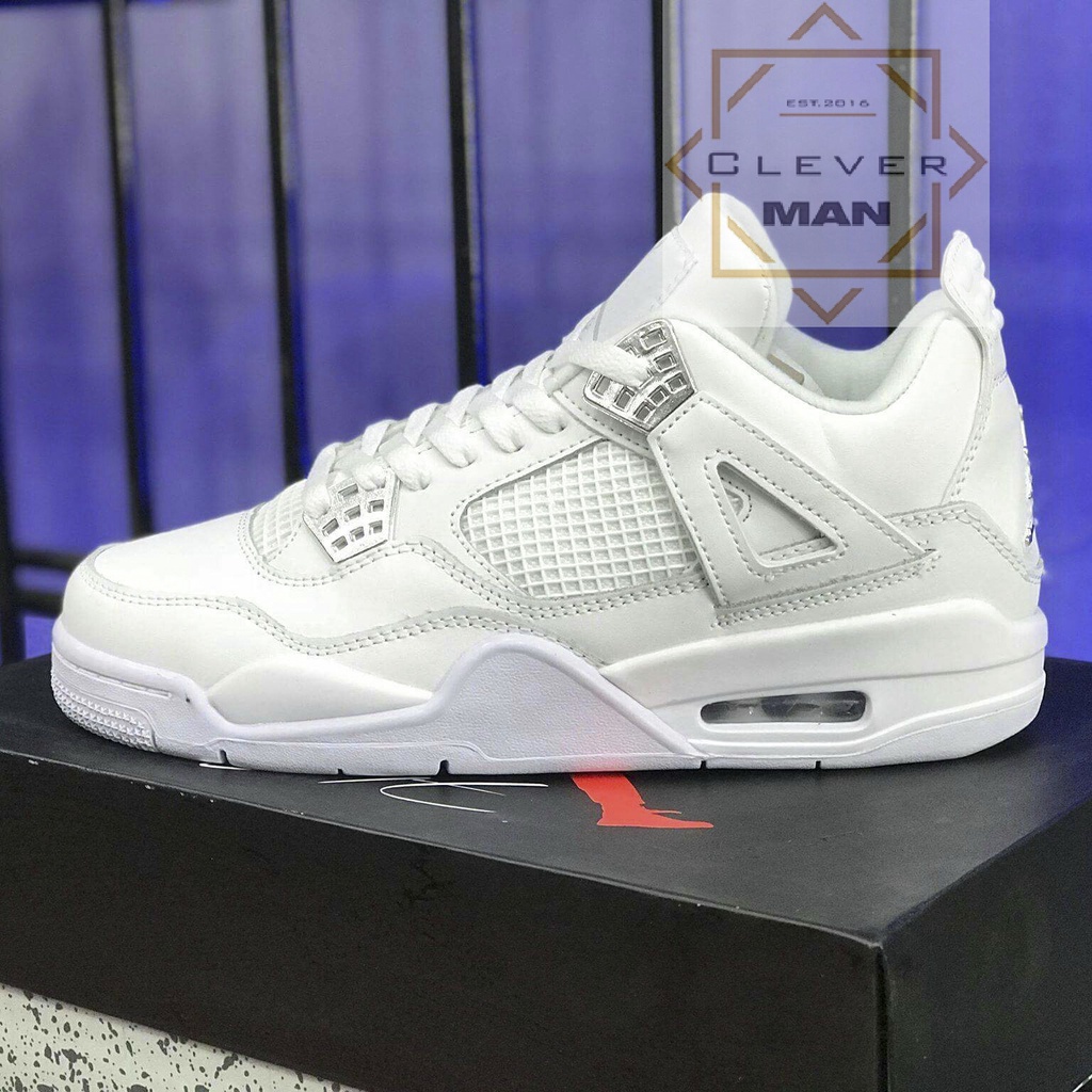 Giày Thể Thao Air Jordan 4 Pure Money Full Trắng Cổ Thấp Cực Phong Cách Cho Cả Nam Và Nữ Clever Man Store