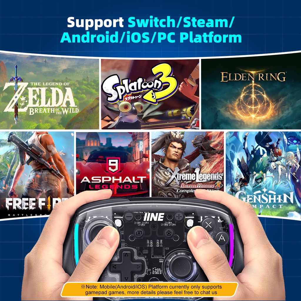 Tay cầm chơi game cơ IINE Phantom Elite Pro Alps Analog đa chế độ thích hợp cho điện thoại Nintendo Switch PC Steam